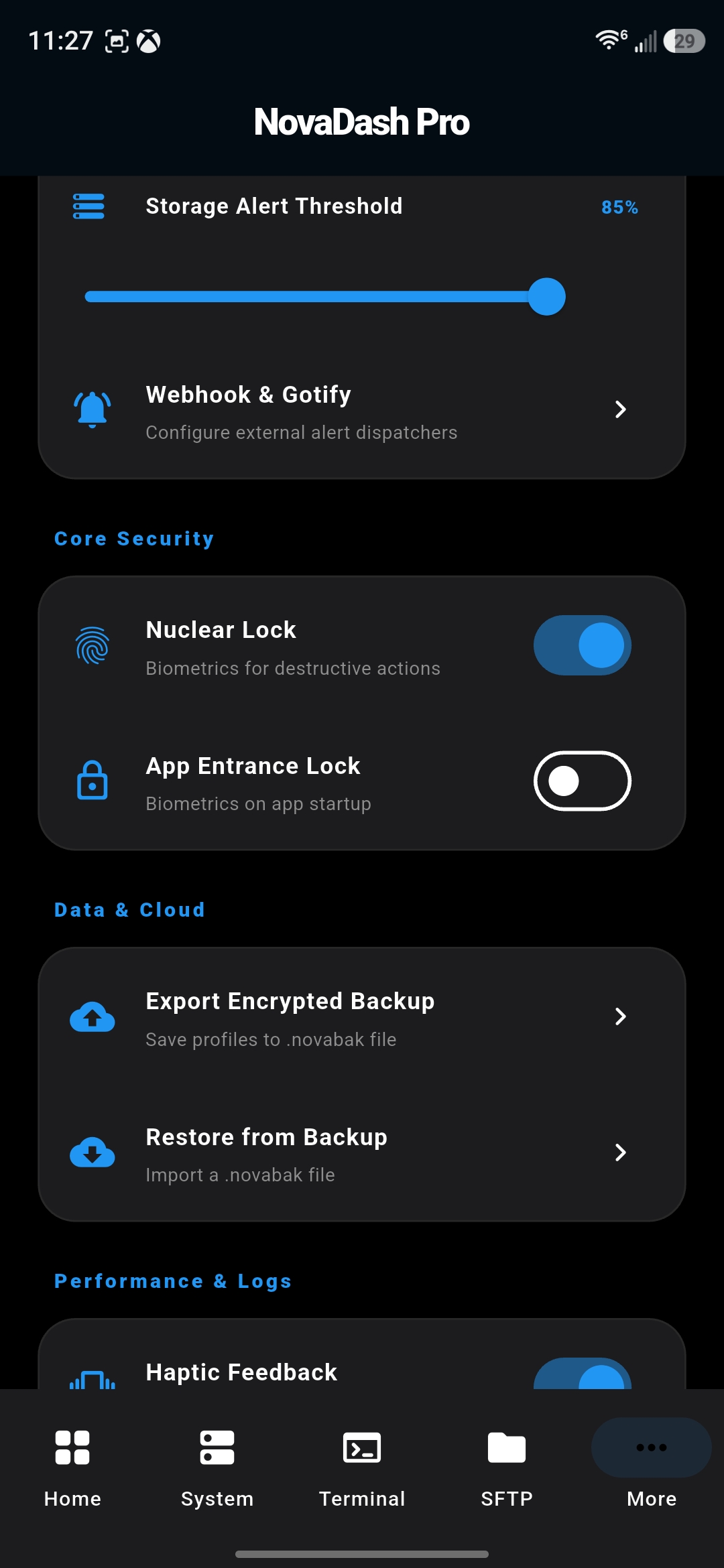 NovaDash Biometric Security